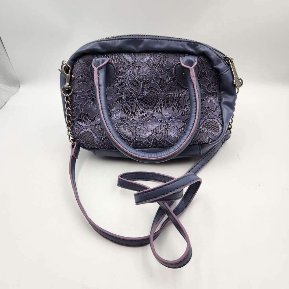 Princess Vera Wang Bag Purple Lace Overlay Double Handle Detachable Strap Bag
